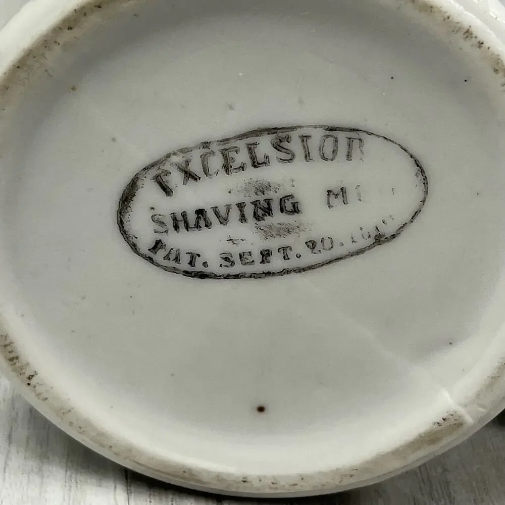 Antique Excelsior Hand Painted Porcelain Oak Leaf Acorn Shaving Scuttle Mug